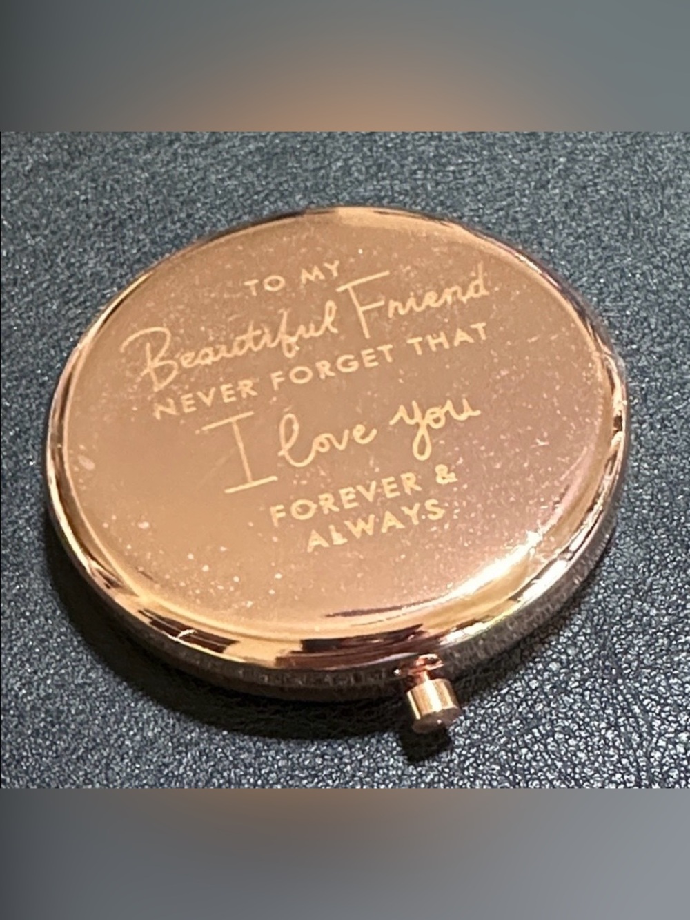 FRIEND Personalized Engraved Vintage Rose Gold Compact Mirror Travel Mirror